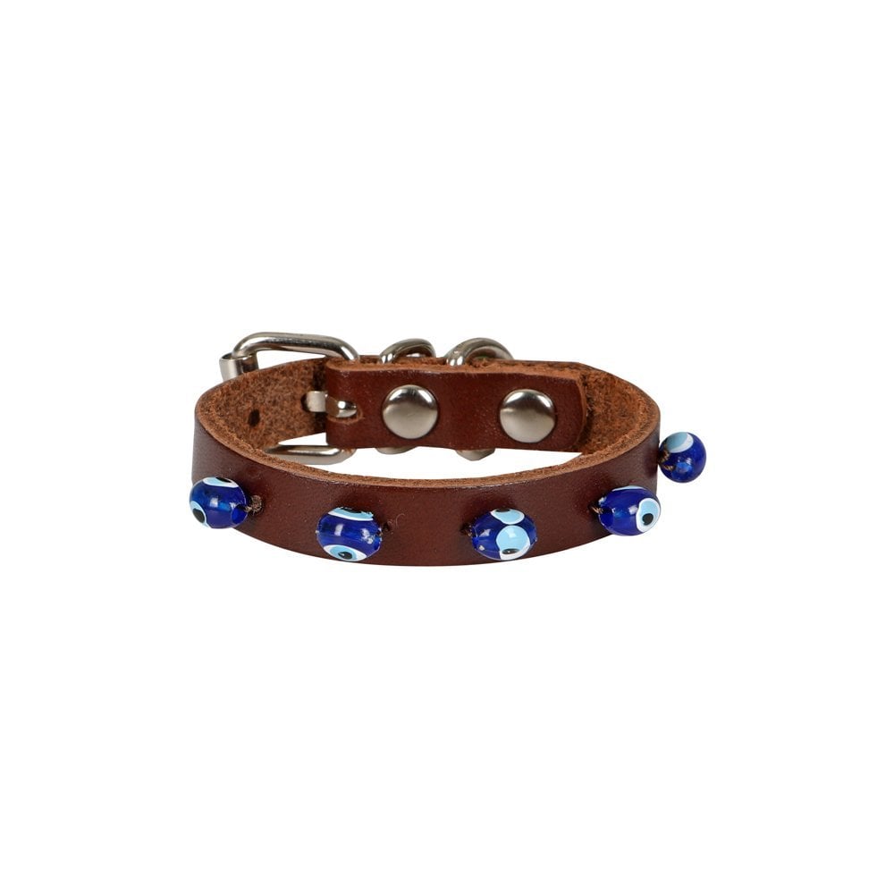 Cattie Beaded Leather Cat Collar 1x14-18cm
