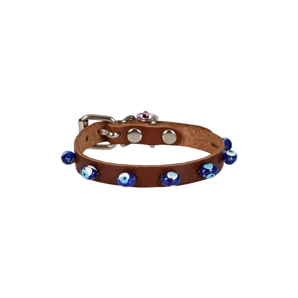 Cattie Beaded Leather Cat Collar 1x18-22cm