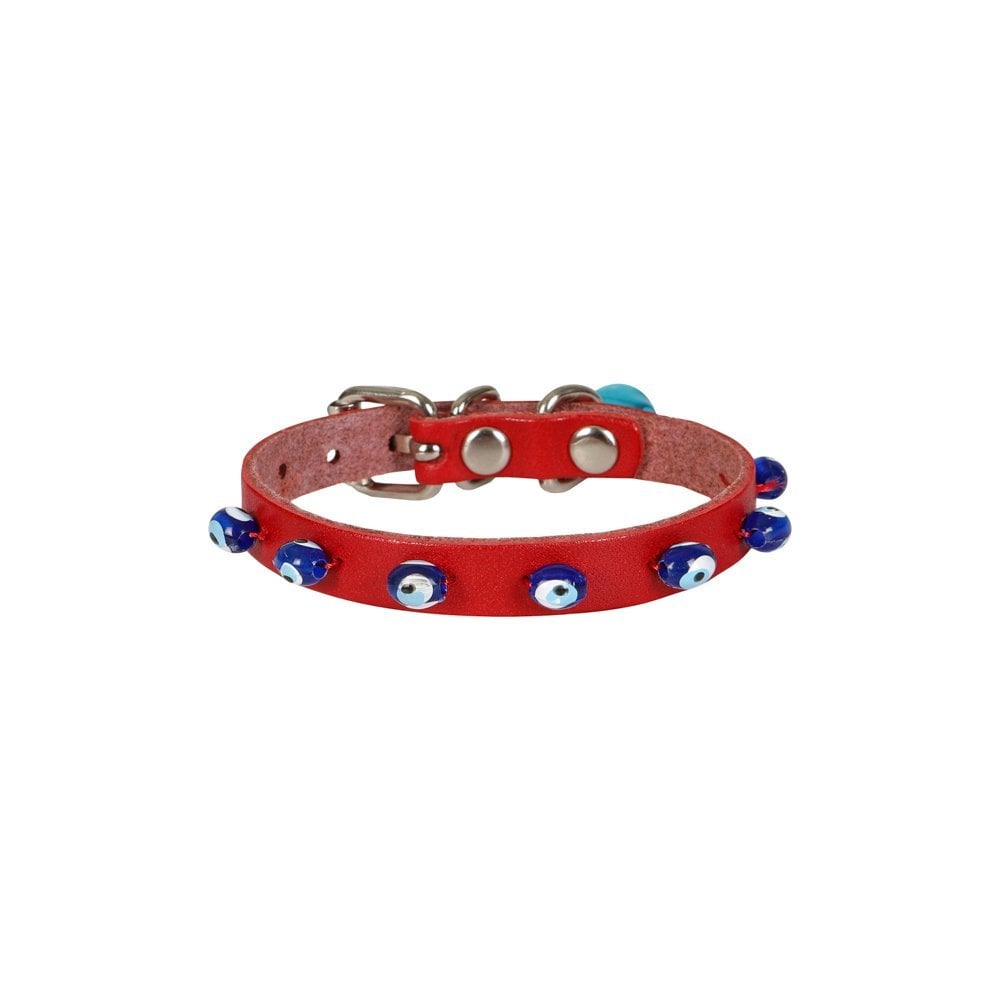 Cattie Boncuklu Deri Kedi Tasması 1x18-22cm