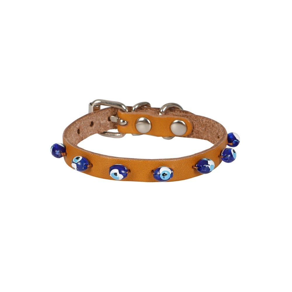 Cattie Beaded Leather Cat Collar 1x18-22cm