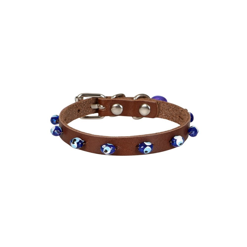 Cattie Beaded Leather Cat Collar 1x21-25cm
