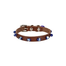 Cattie Boncuklu Deri Kedi Tasması 1x21-25cm