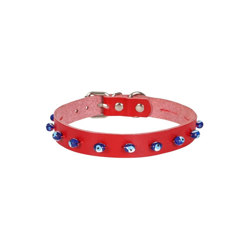 Cattie Beaded Leather Cat Collar 1.5x28-32cm