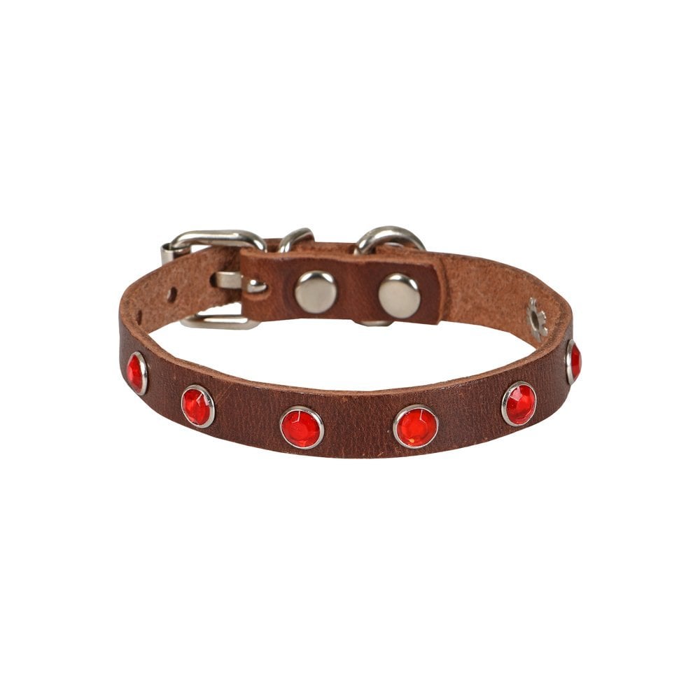 Cattie Taşlı Deri Kedi Tasması 1x18-22cm