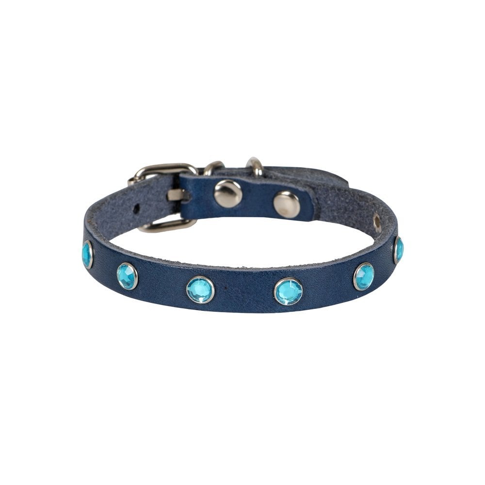 Cattie Rhinestone Leather Cat Collar 1x21-25cm