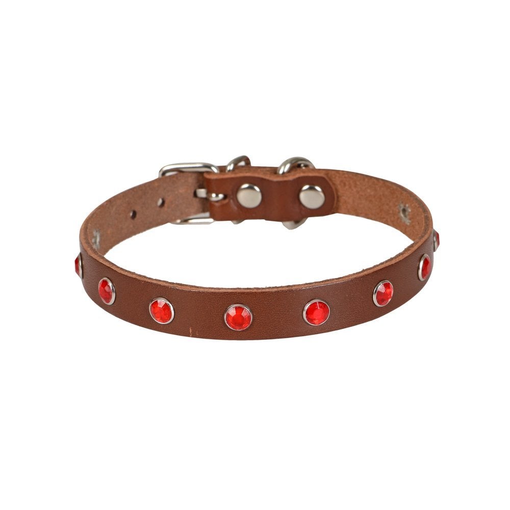 Cattie Taşlı Deri Kedi Tasması 1.2x25-29cm