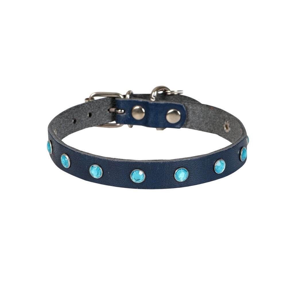Cattie Rhinestone Leather Cat Collar 1.2x25-29cm
