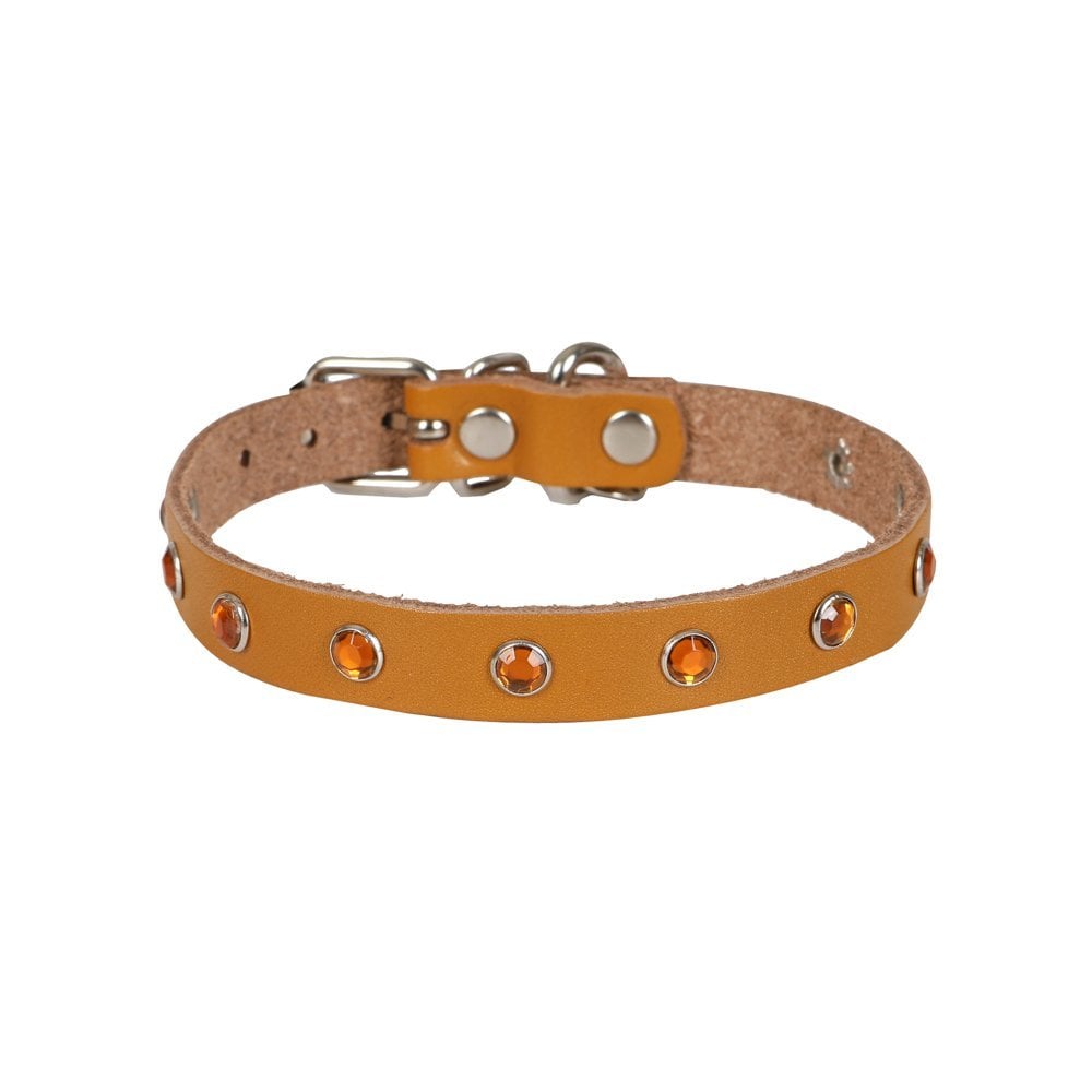Cattie Rhinestone Leather Cat Collar 1.2x25-29cm