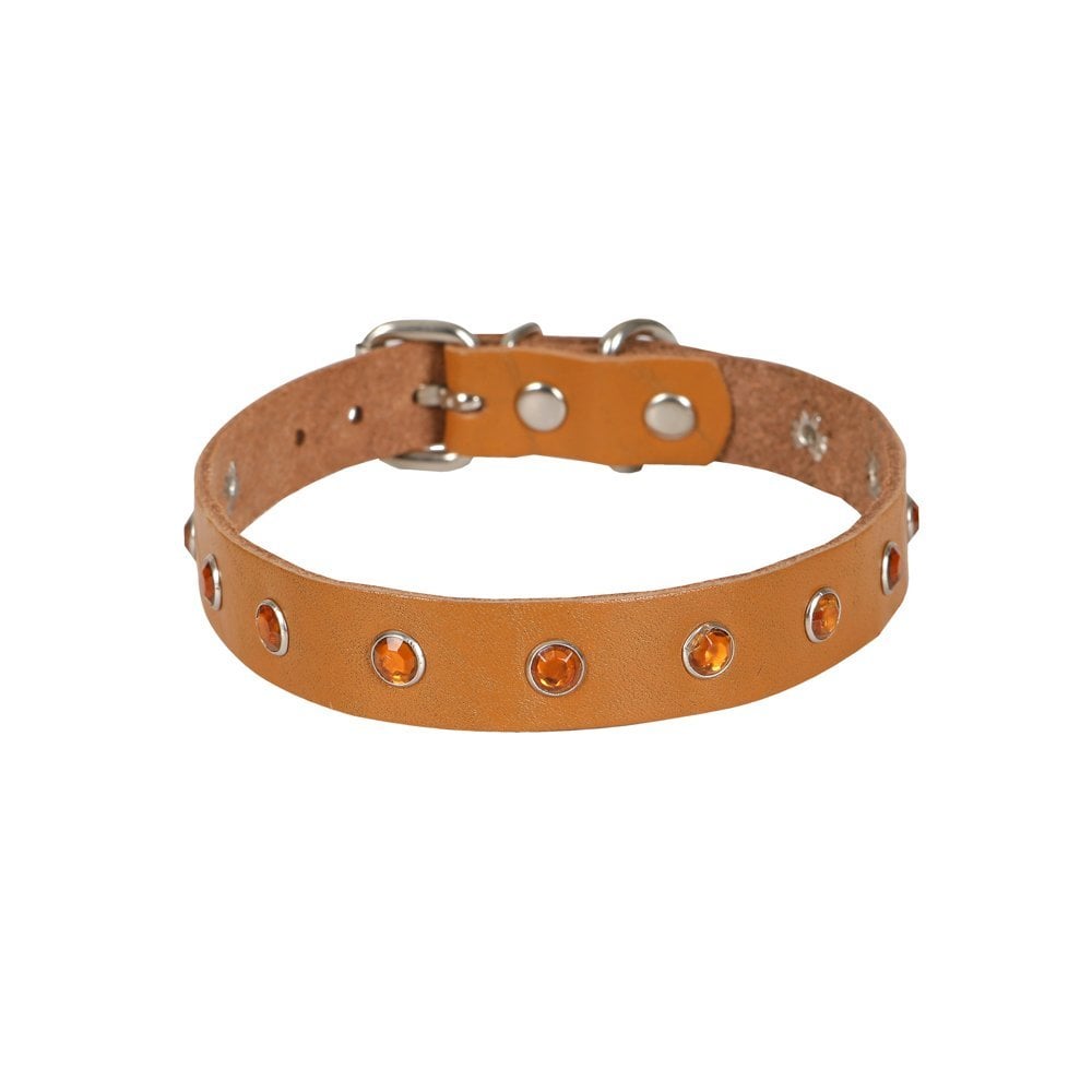 Cattie Rhinestone Leather Cat Collar 1.5x28-32cm