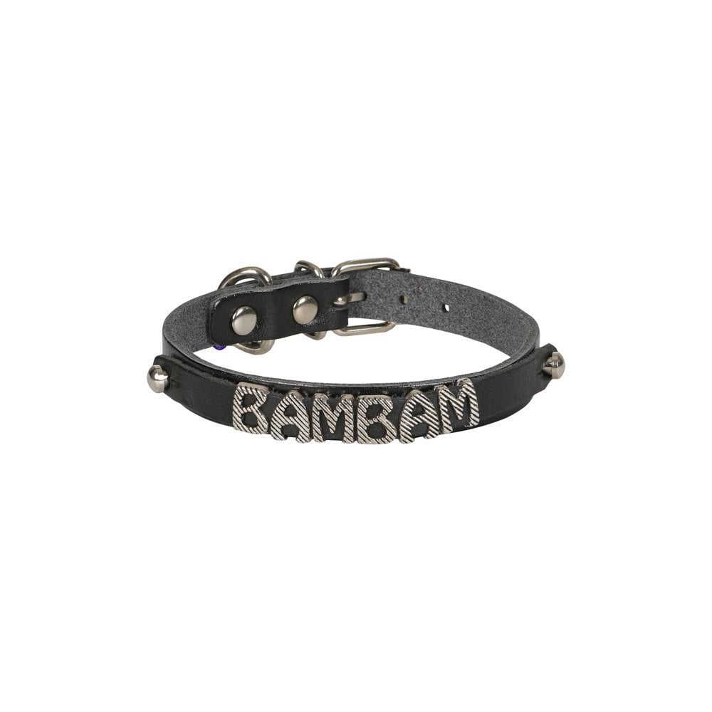 [NKT12LBLACK] Cattie Nameplate Leather Cat Collar 1.2x25-29cm (Black)
