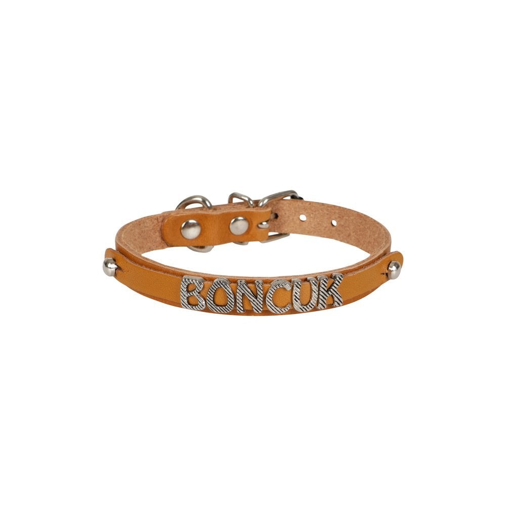 Cattie Nameplate Leather Cat Collar 1.2x25-29cm
