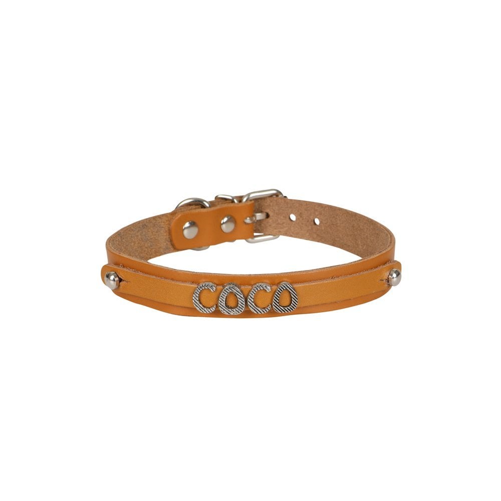 Cattie Nameplate Leather Cat Collar 1.5x28-32cm