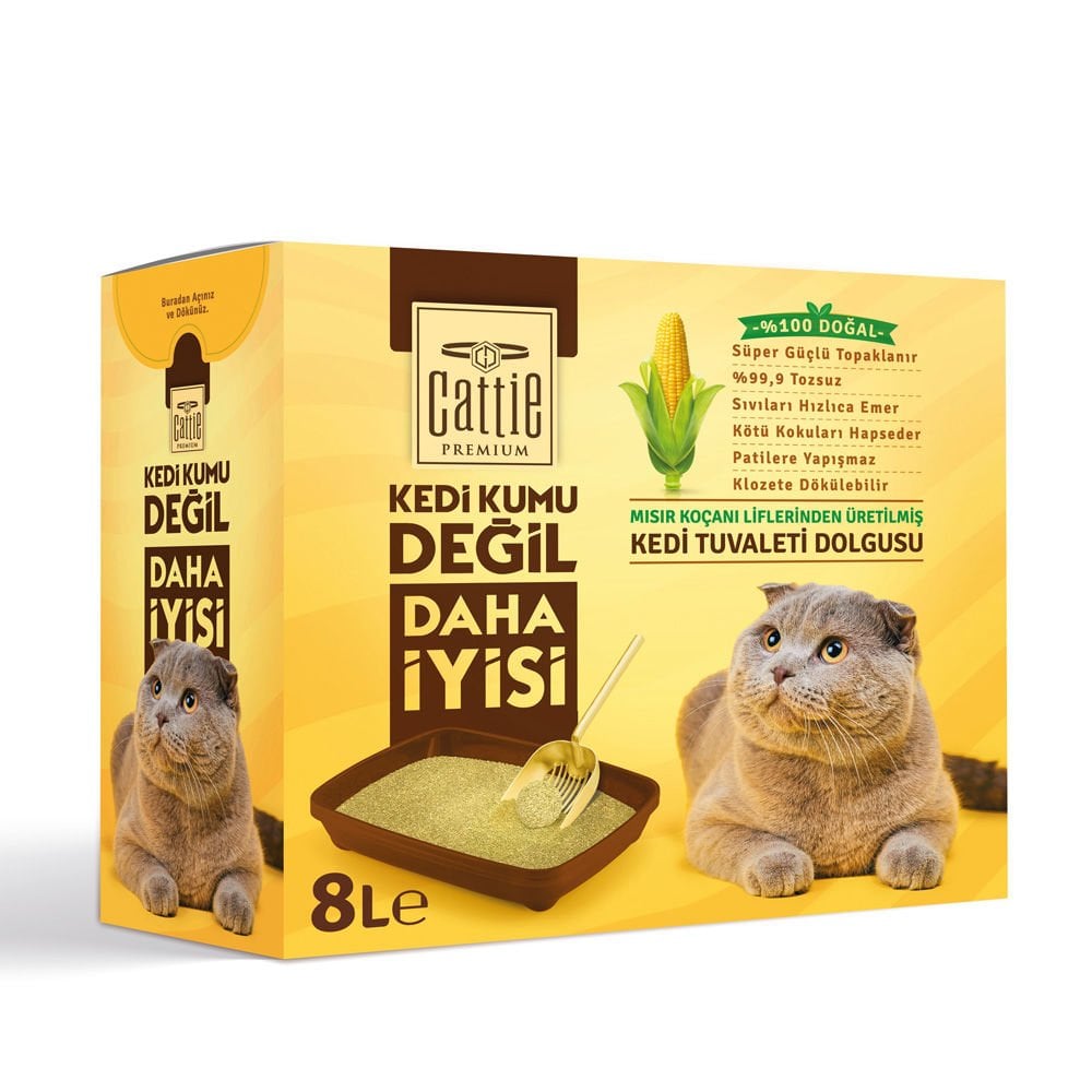 [CATCORNLITTER8LT] Cattie Mısır Koçanı Kedi Kumu 8L