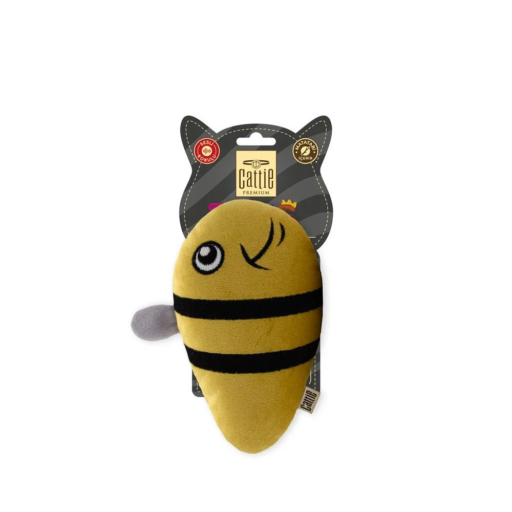 [CTOY15ARI] Cattie Arı Peluş Matatabili Kedi Oyuncağı 15cm
