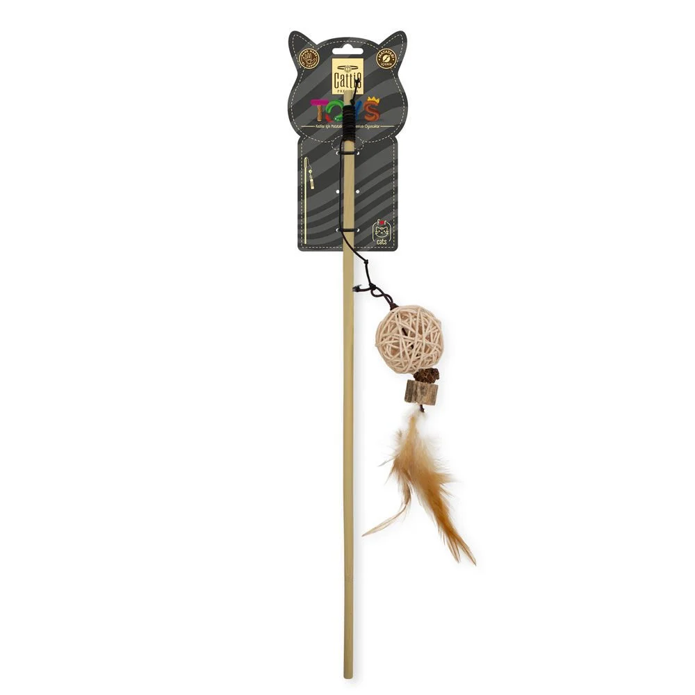 [CTOY50OLTATOP] Cattie Ball Cat Teaser Wand Toy With Silvervine 50cm