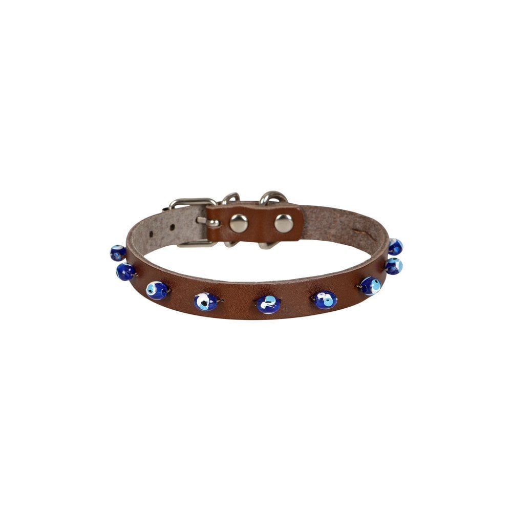 Cattie Beaded Leather Cat Collar 1.2x25-29cm