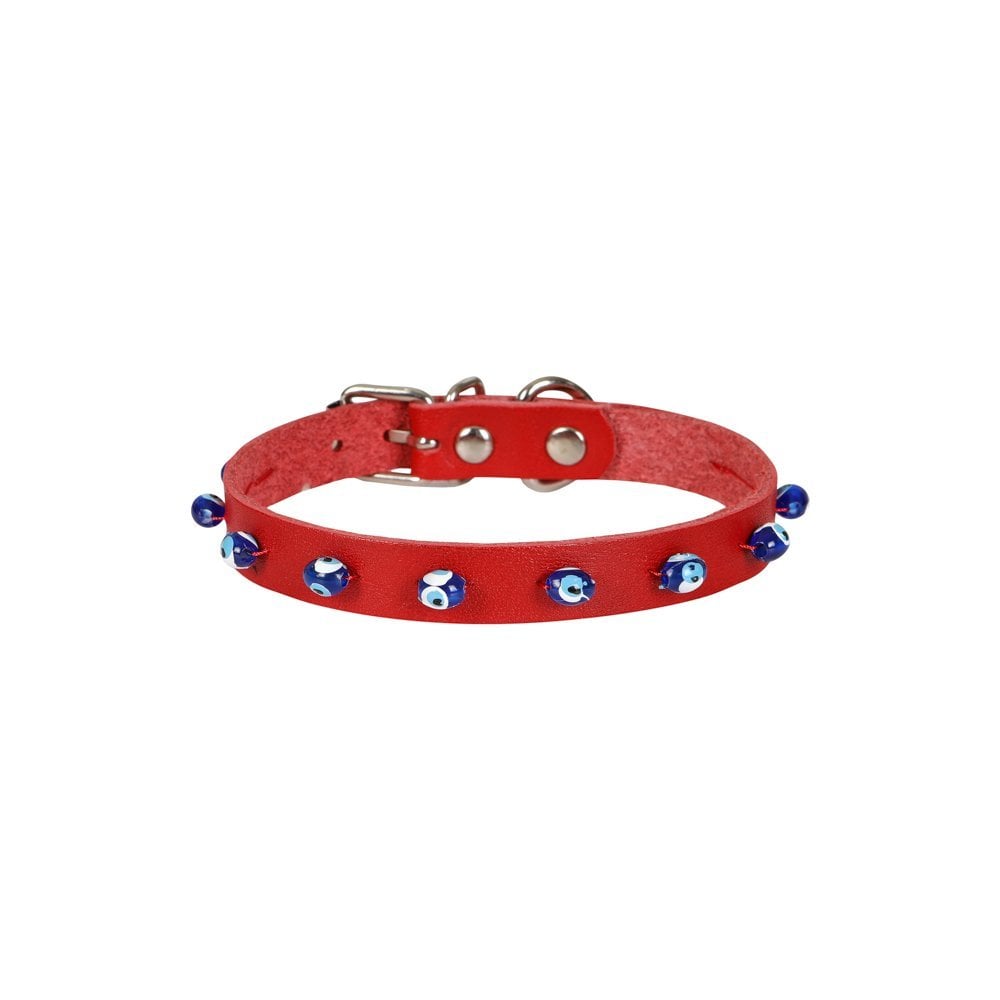 Cattie Beaded Leather Cat Collar 1.2x25-29cm